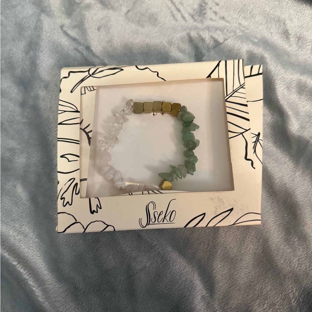 Sseko Green and Gold Crystal Women's Bracelet